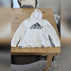 Adidas Kids Hoodie in White with Black Logo